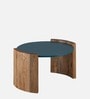 Orio Solid Wood Coffee Table In Natural Finish With Blue Fiber Top