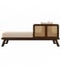 Orion Rattan Sheesham Wood Chaise Lounger In Beige Color