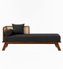 Orion Rattan Sheesham Wood Chaise Lounger In Grey Color