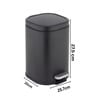 Black Metal Orlo Trash Bin 6 Ltr