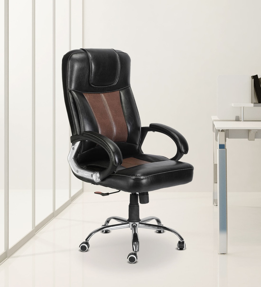 Buy Oscar High Back Executive Chair in Black Colour by FurniPure Online