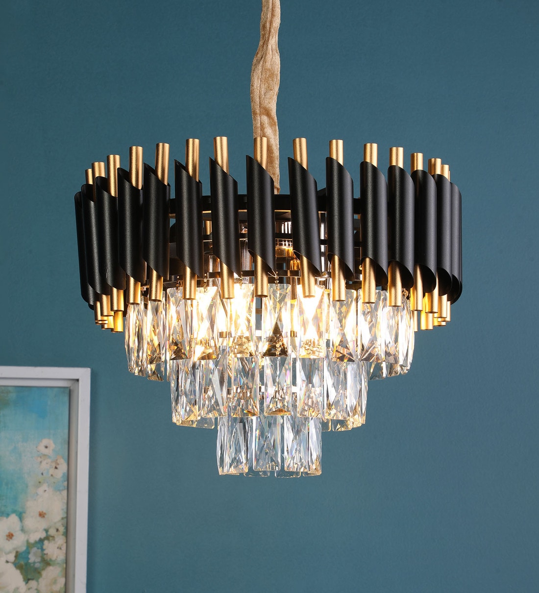 black metal crystal chandelier