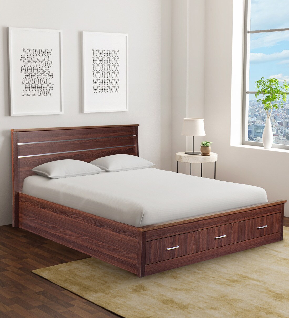Buy Osen King Size Bed With Storage In Oak Finish By Mintwud Online