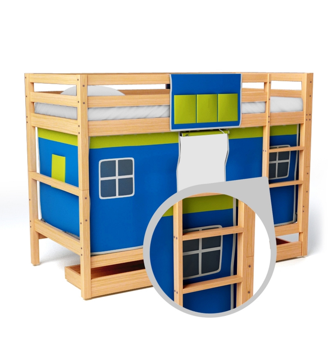 Buy Oslo Bunk Bed in Blue and Green by Alex Daisy Online - Standard ...