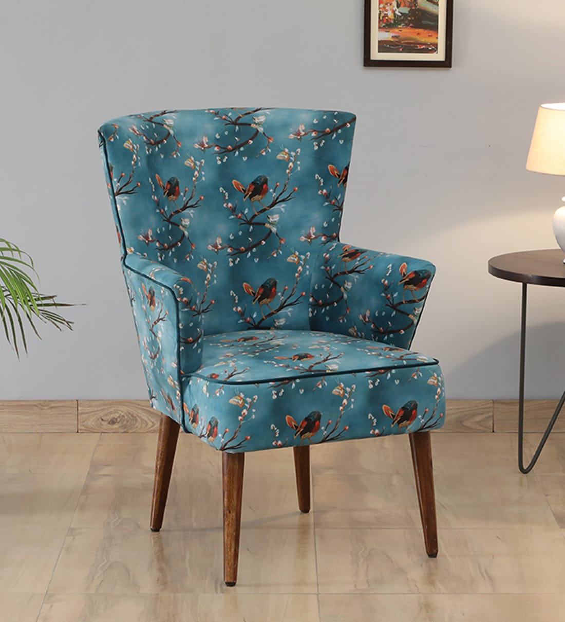 Buy Oslo Fabric Wing Chair In Multicolour at 20 OFF by Globally Indian