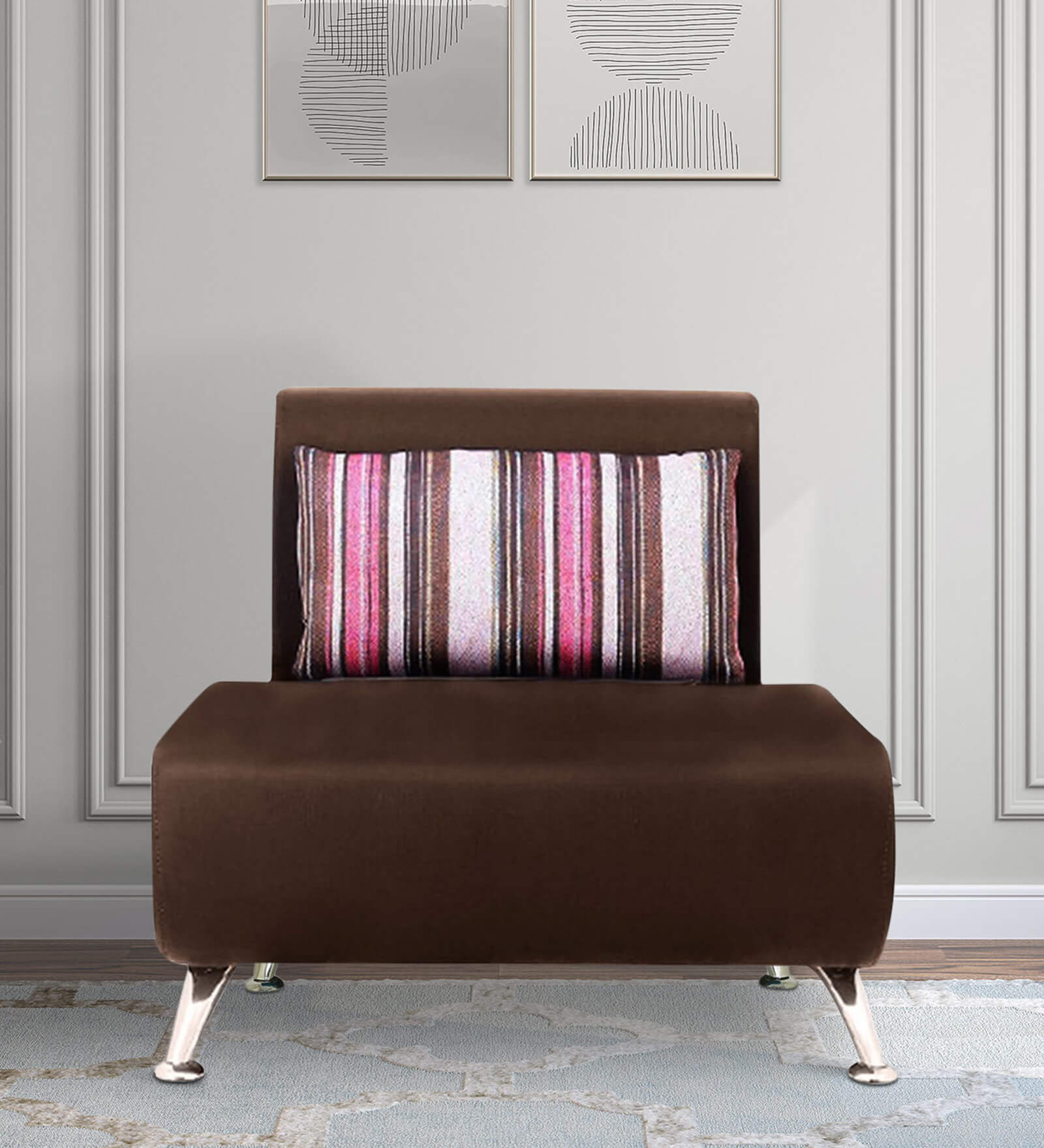 Oscar Leatherette 1 Seater Sofa in Brown Colour Oscar Leatherette 1 Seater Sofa in Brown Colour