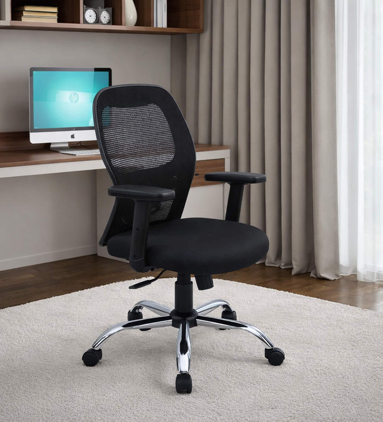 Yuzuki Ergonomic Chair With Adjustable Handle And  Lumbar Support In Black Colour
