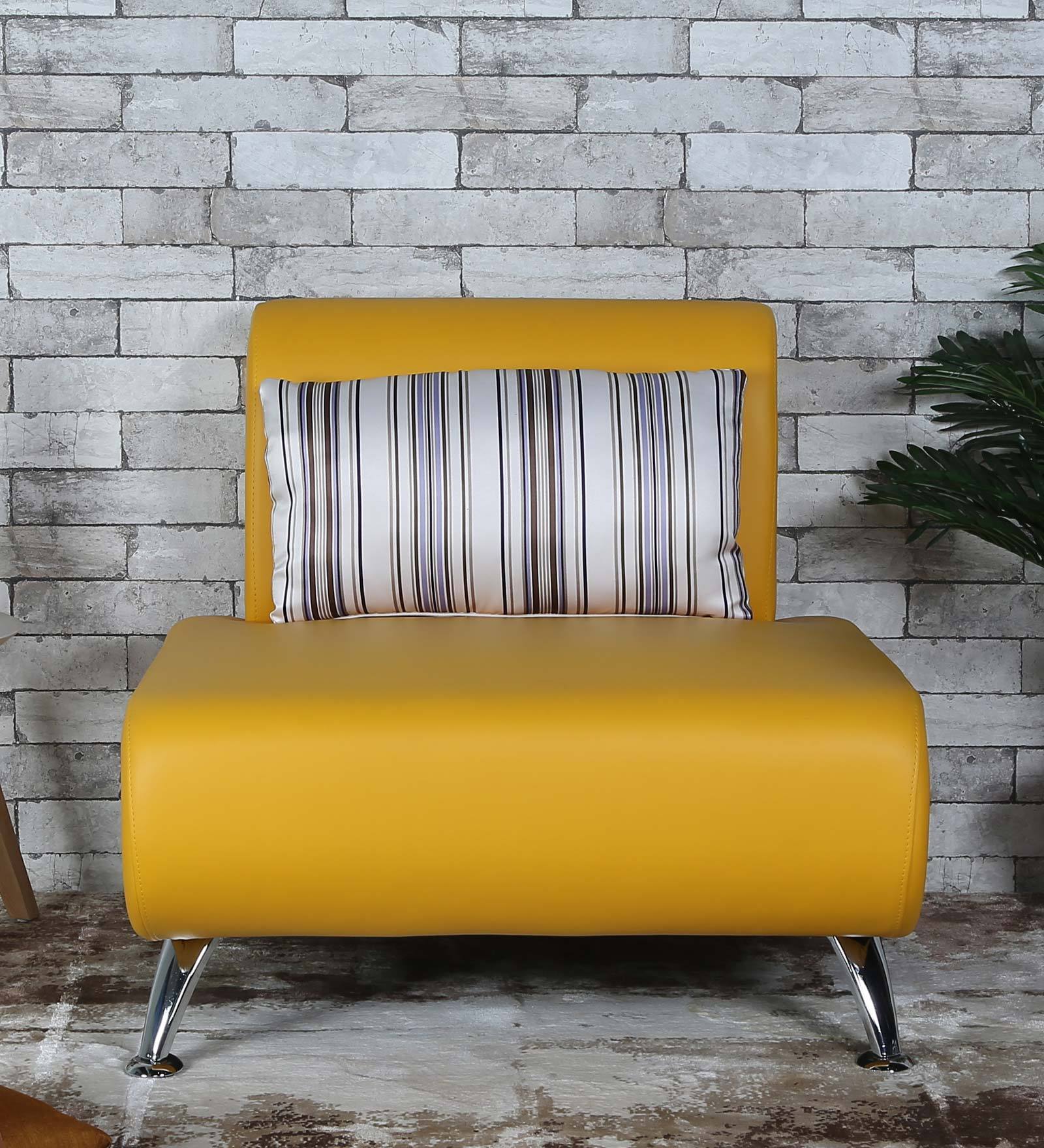 Oscar 1 Seater Sofa with Cushion in Yellow Colour Oscar 1 Seater Sofa with Cushion in Yellow Colour