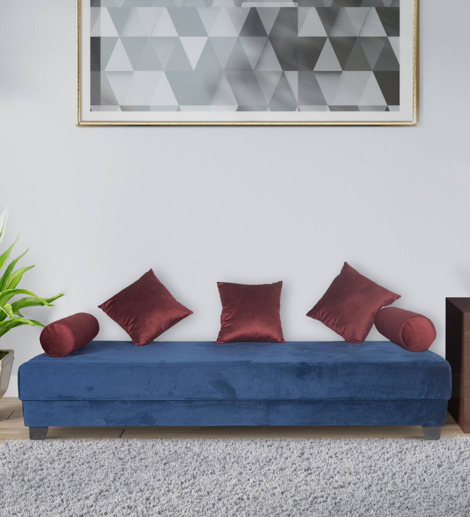 Osiris Fabric Bench in Blue Colour