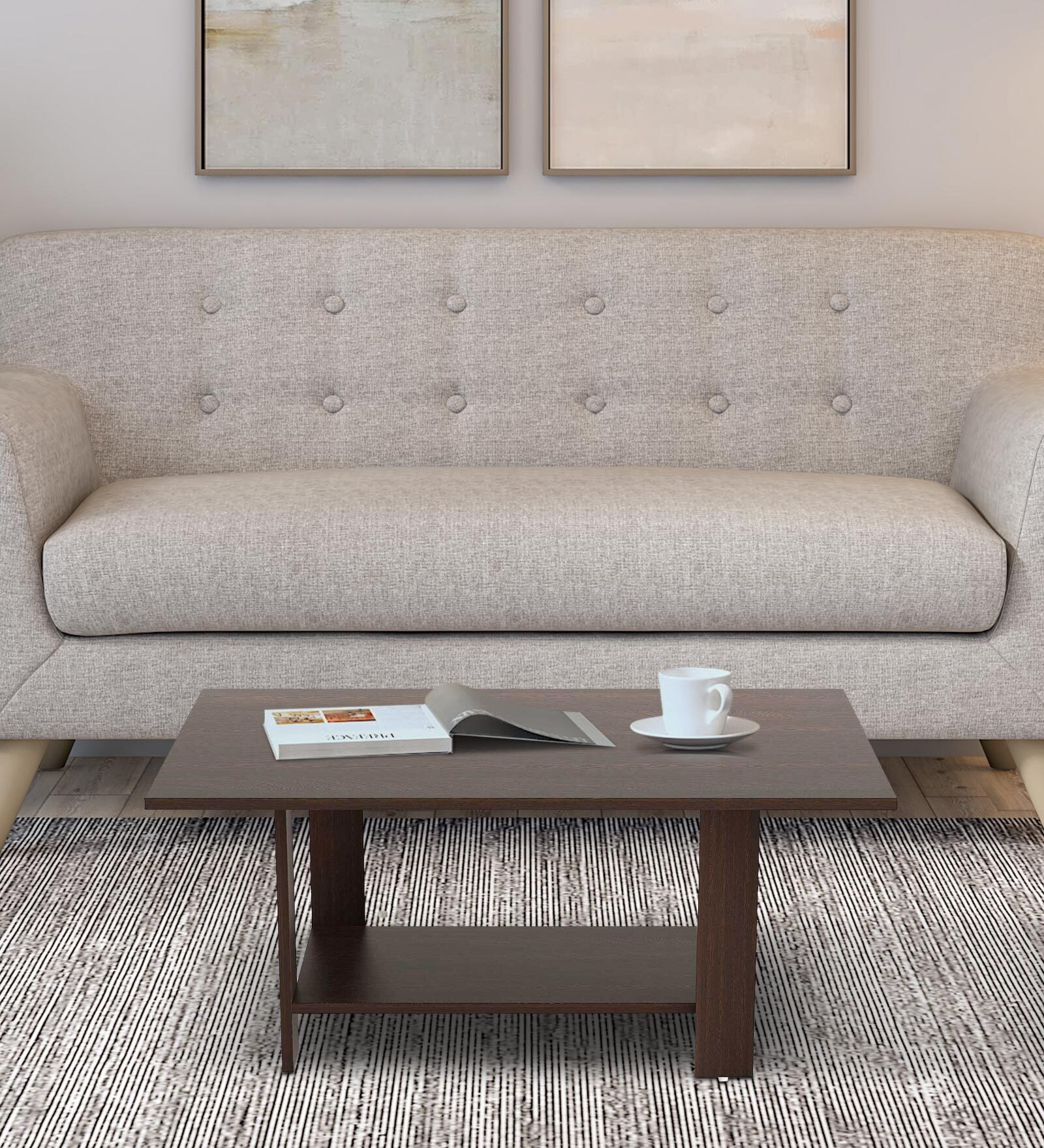 Osnale Rectangular Shape Coffee Table in Wenge Finish