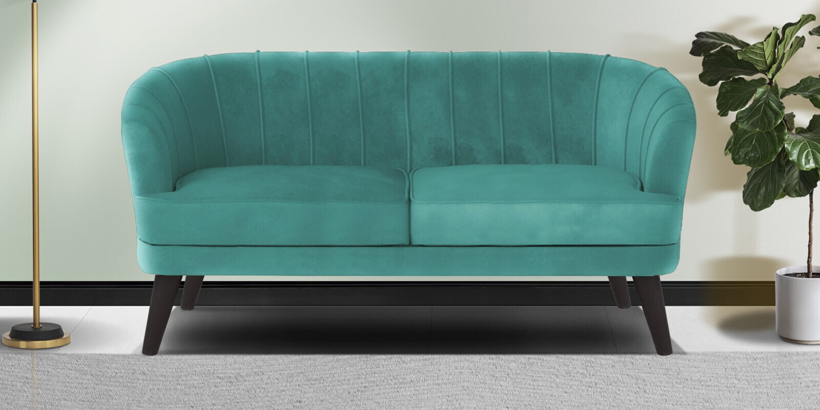 Buy Oslo Fabric 3 Seater Sofa inSea Green Colour at 45 OFF by ARRA