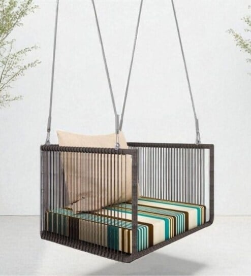 Osho Wicker Single Seater Sofa In Beige Colour