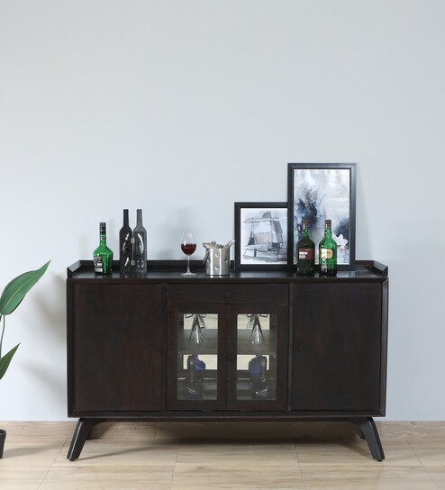 Osip Mango Wood Bar Cabinet In American Walnut Finish