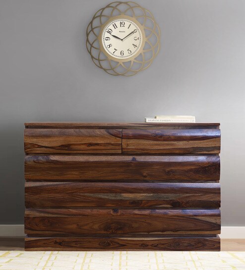 Buy Oskar Solid Wood Five Drawer Chester In Honey Oak Finish By
