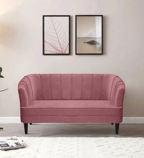 Oslo Fabric 2 Seater Sofa in Dark Pink Colour