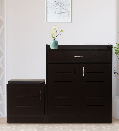 Molde Shoe Rack with Seating in Wenge Matte Finish