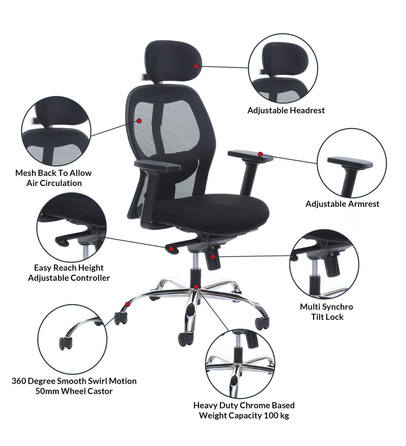 oscar high back ergonomic chair in black colour