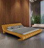 Oscar Leatherette Upholstered King Size Bed in Chrome Yellow Colour