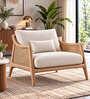 Oslo Handwoven Natural Cane Accent Chair With Upholstered Fabric