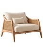 Oslo Handwoven Natural Cane Accent Chair With Upholstered Fabric