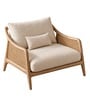 Oslo Handwoven Natural Cane Accent Chair With Upholstered Fabric