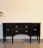 Oslo Teak Wood Console Table In Black Finish