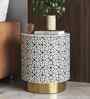 Ossein Moroccan Resin Inlay Side Table With White And Gold Colour