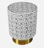 Ossein Moroccan Resin Inlay Side Table With White And Gold Colour