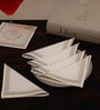 White & Gold 6x 6 Inches Cotton Striped Border (Set of 6) Napkins