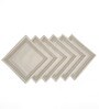 White & Gold 6x 6 Inches Cotton Striped Border (Set of 6) Napkins