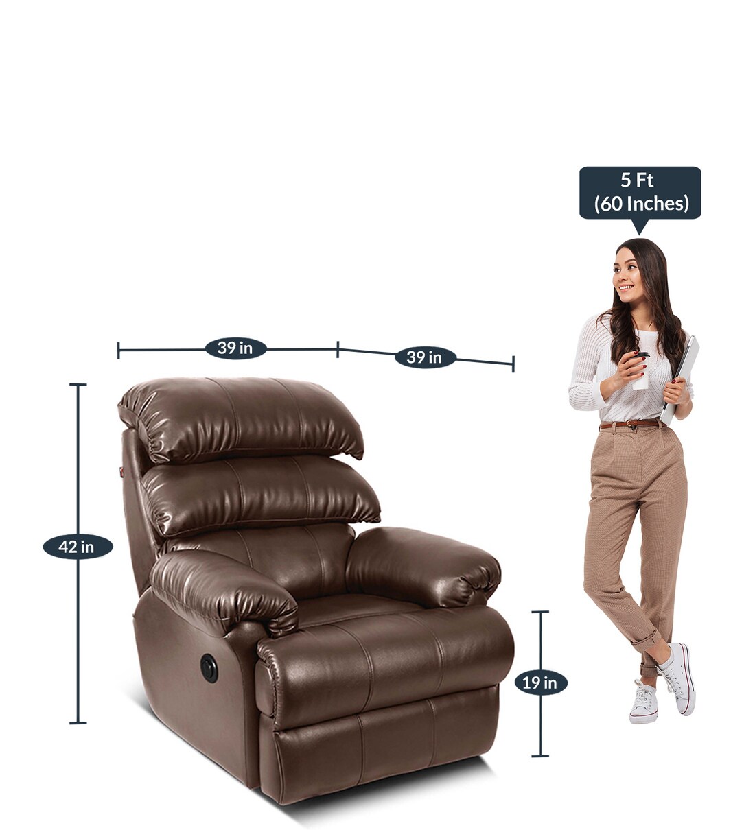 Buy Otium Motorised Recliner In Brown Colour By Little Nap Online