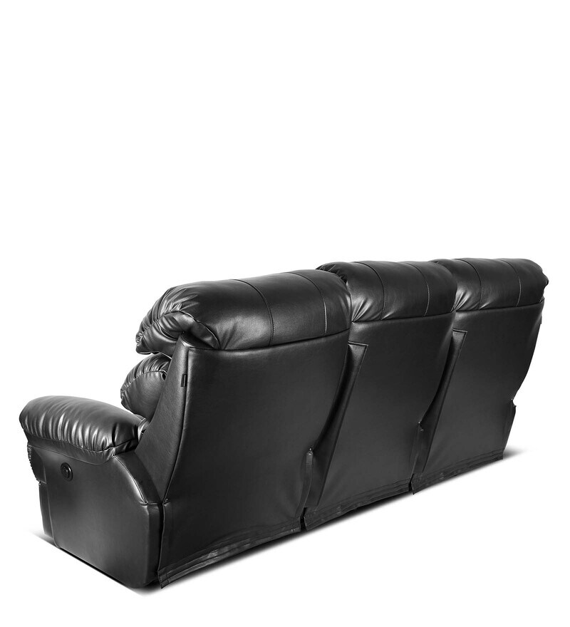 Buy Otium Leatherette Motorized 3 Seater Recliner in Black Colour by Little Nap Designs Online