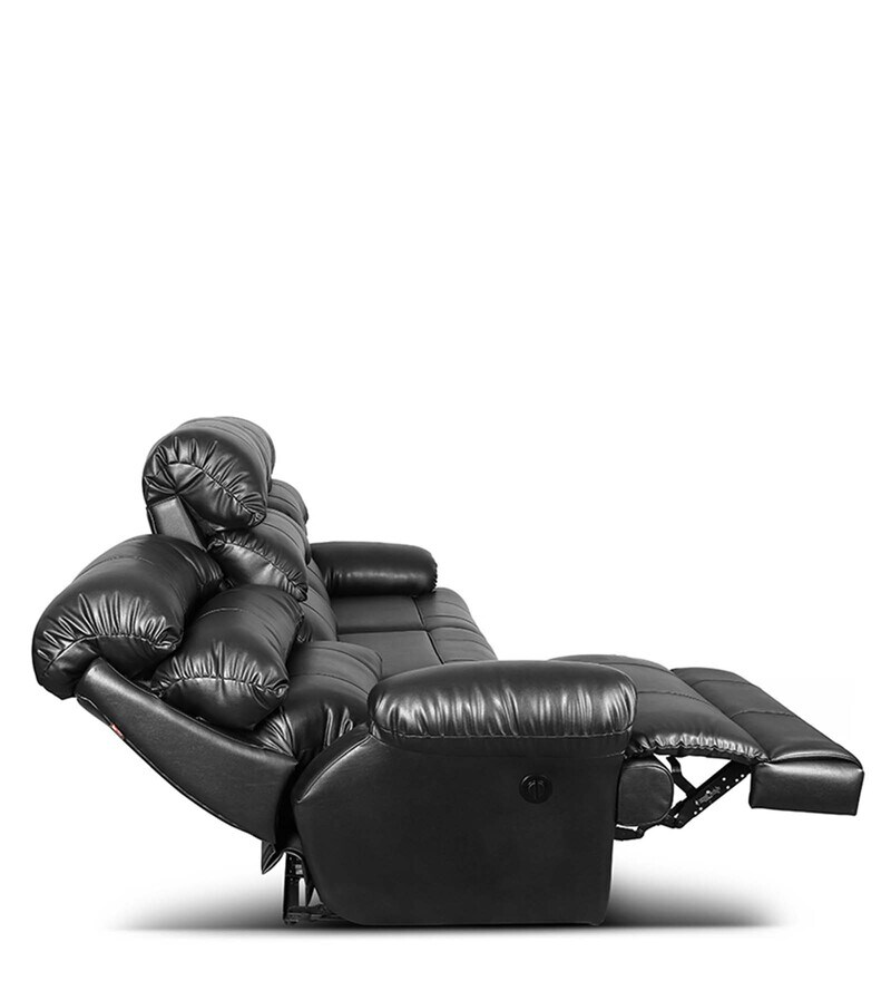 Buy Otium Leatherette Motorized 3 Seater Recliner in Black Colour by