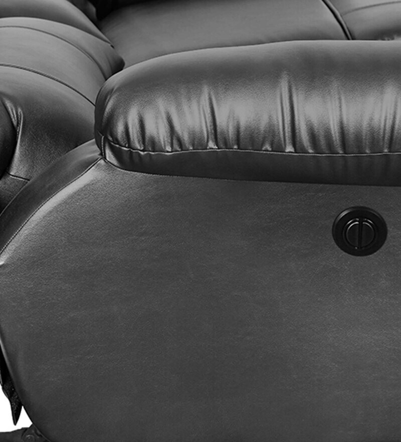 Buy Otium Leatherette Motorized 2 Seater Recliner in Black Colour by Little Nap Designs Online