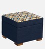 Otis Fabric Lounge Chair in Blue Colour with Foot Stool
