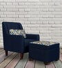 Otis Fabric Lounge Chair in Blue Colour with Foot Stool