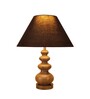 Danica Beige Cotton Fabric Shade Night Lamp With Wood Base