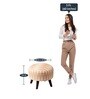 Crest Jacquard Foot Stool In Beige Color
