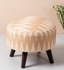 Crest Jacquard Foot Stool In Beige Color
