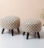 Quad Jacquard Seating Stools in Cream Color with (Set of 2)