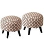 Quad Jacquard Seating Stools in Cream Color with (Set of 2)
