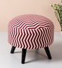 Crest Jacquard Seating Stools in Maroon & White Color