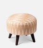 Crest Jacquard Foot Stool In Beige Color