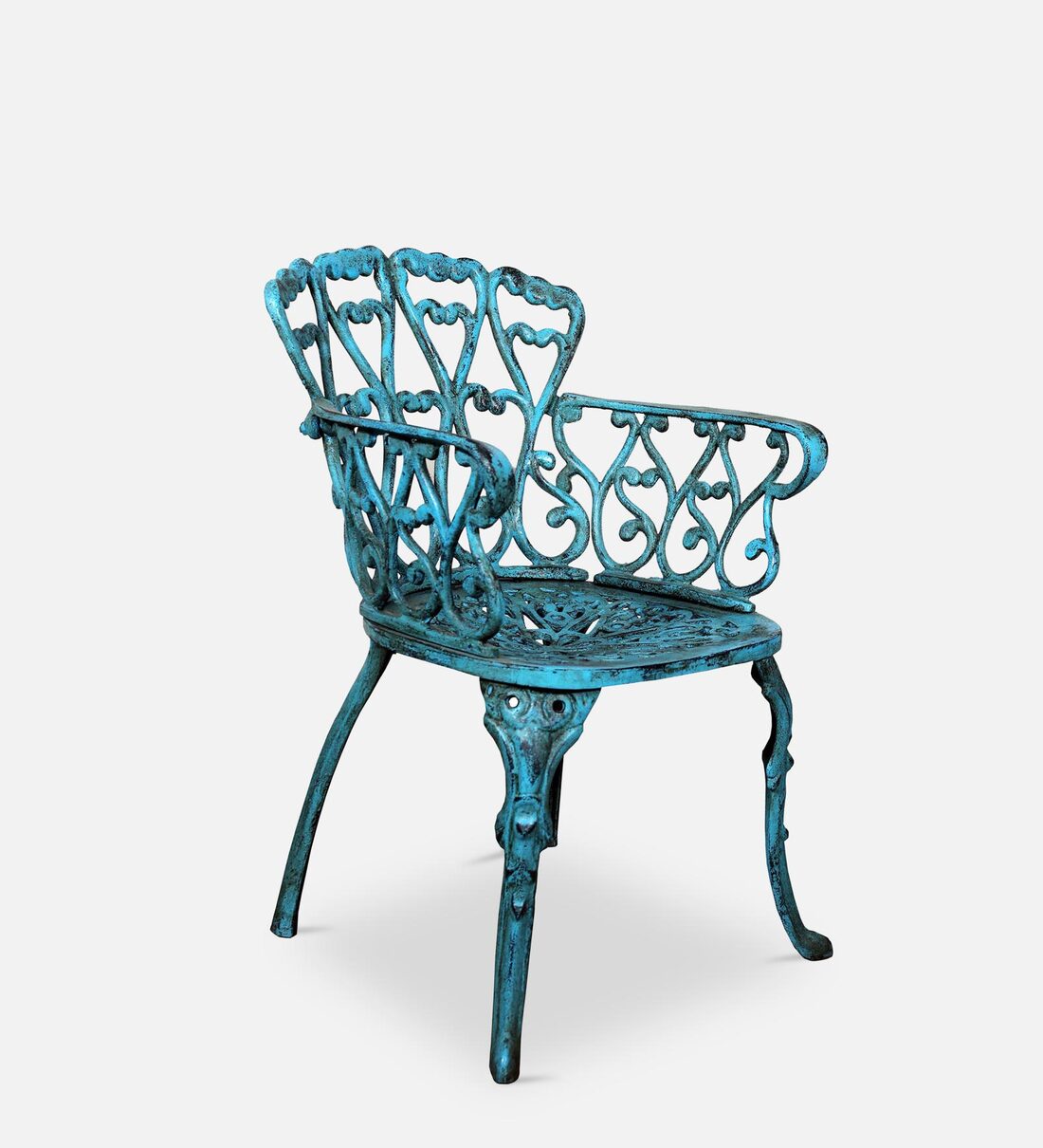 Buy Outdoor Chair in Antique Blue Finish by Dwarka Arts Online