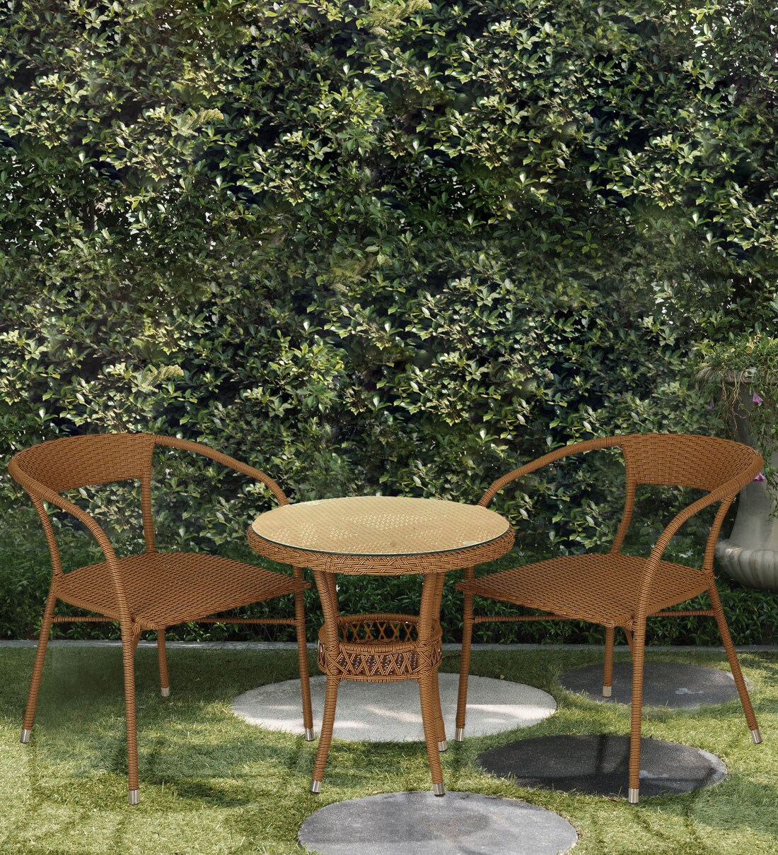 Buy Outdoor Coffee Table Set in Brown Colour by Ventura Online Patio