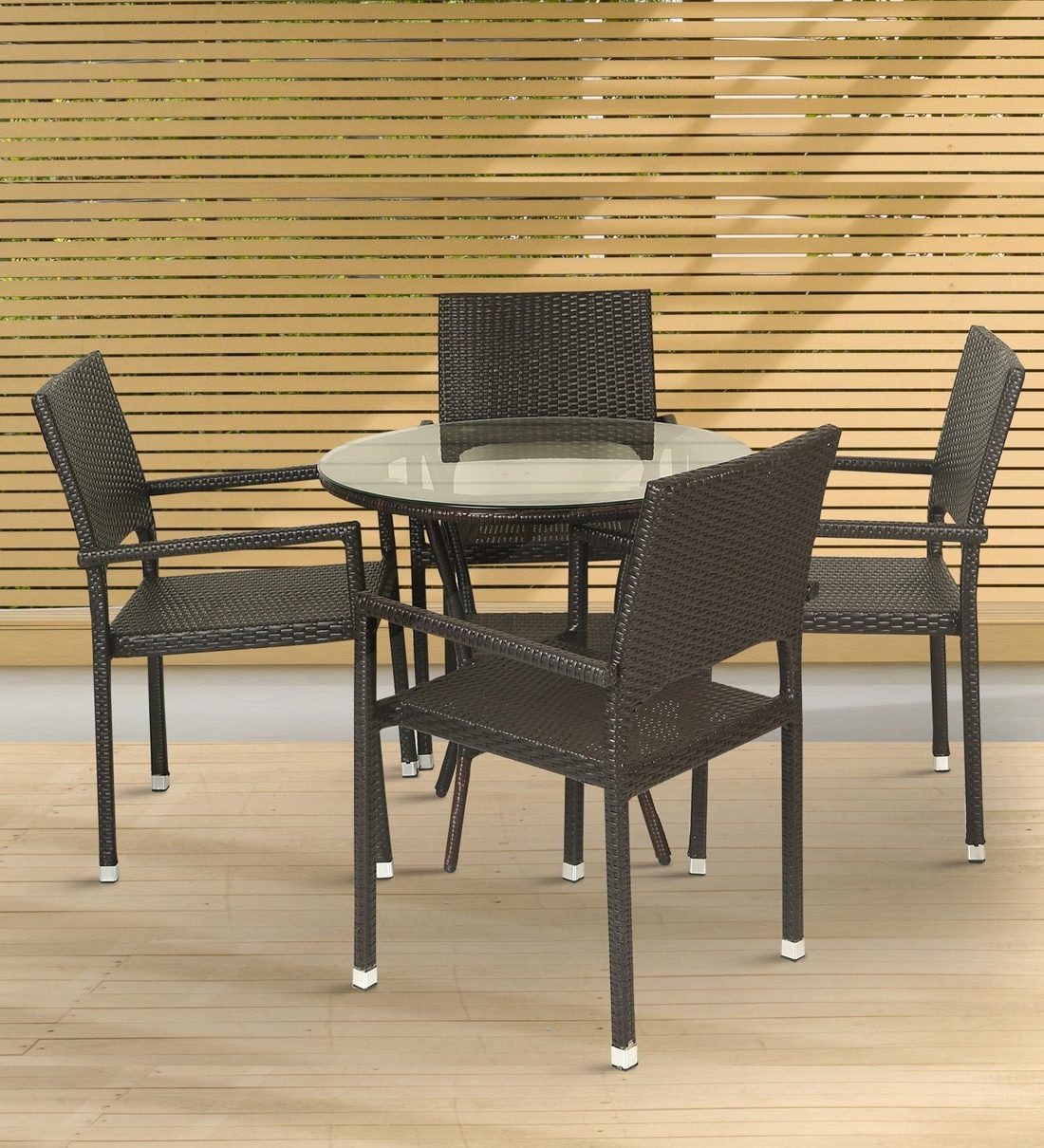 Buy Outdoor 4 Seater Dining Set in Black Colour by Ventura Online ...