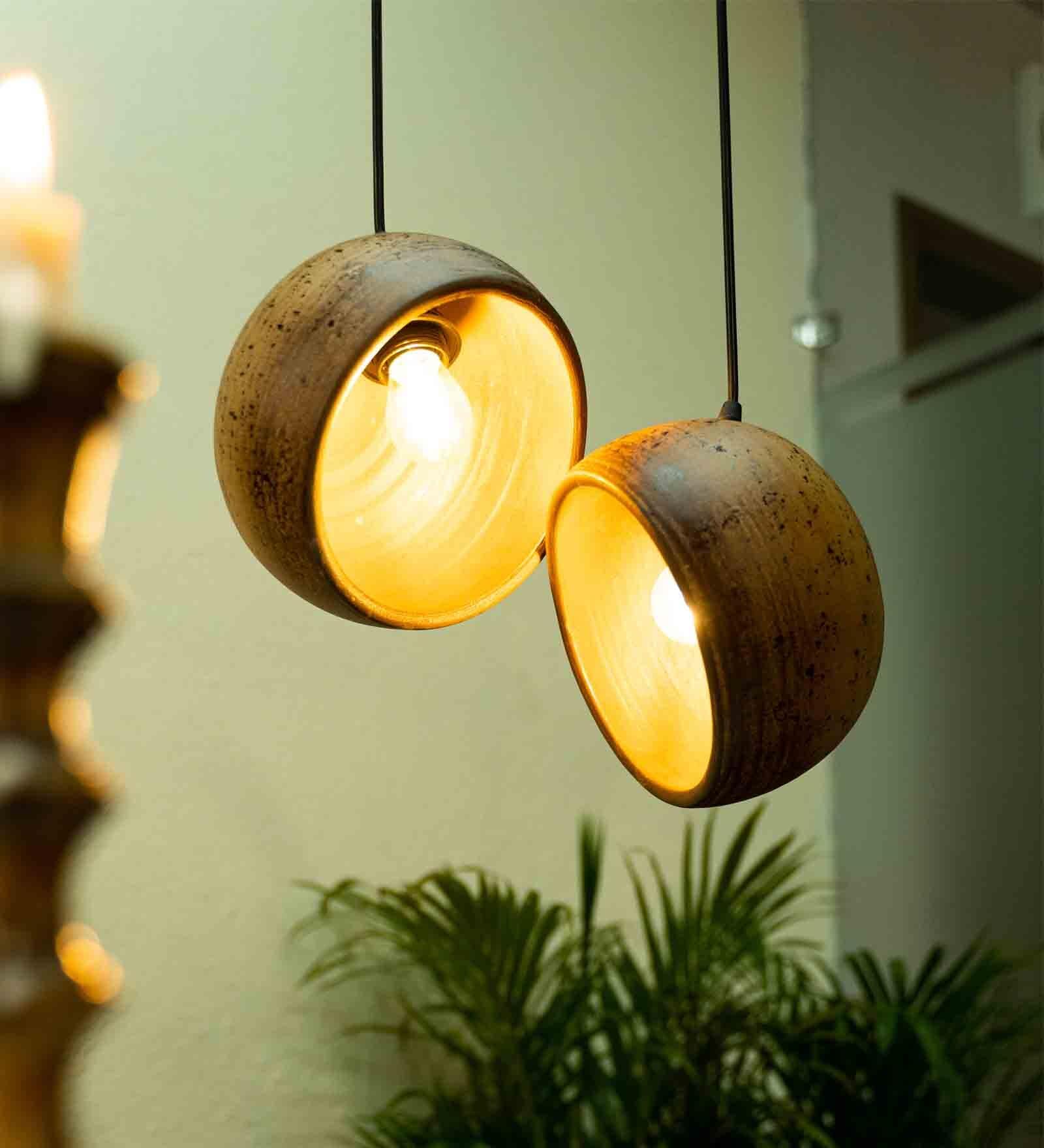 Ourense Brown Teracotta Handcrafted Contemporary Cluster Hanging Lights
