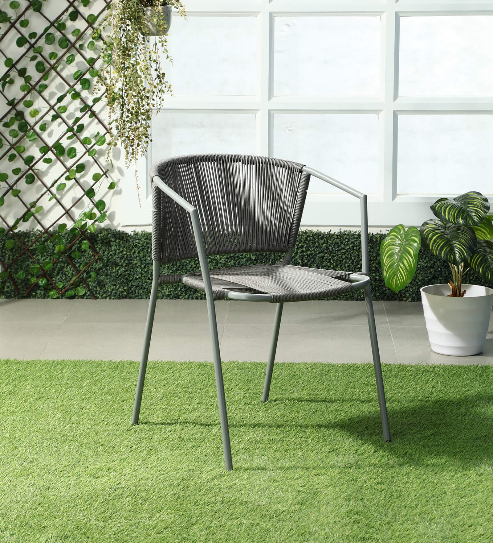 Outdoor Metal Outdoor Seating in Grey & Grey Finish