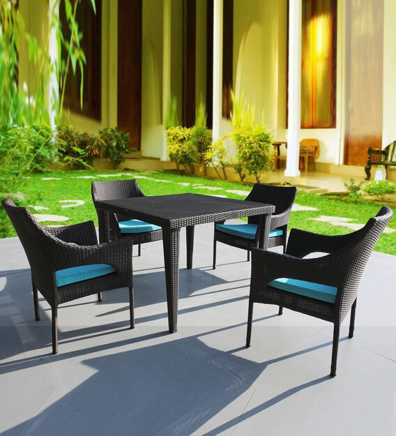 Buy Garo Outdoor Coffee Table Set 4 Chair 1 Table In Stone Brown Colour By Gebe Online Patio Sets Tables Furniture Pepperfry Product