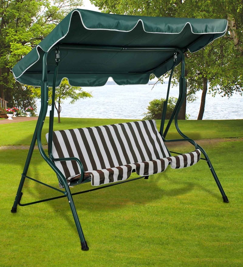 green patio swing with canopy